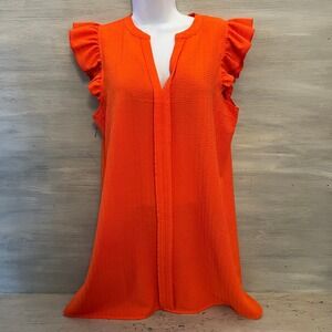 SHEIN Coral Crepe Flutter Sleeve Mini Dress Large Like New